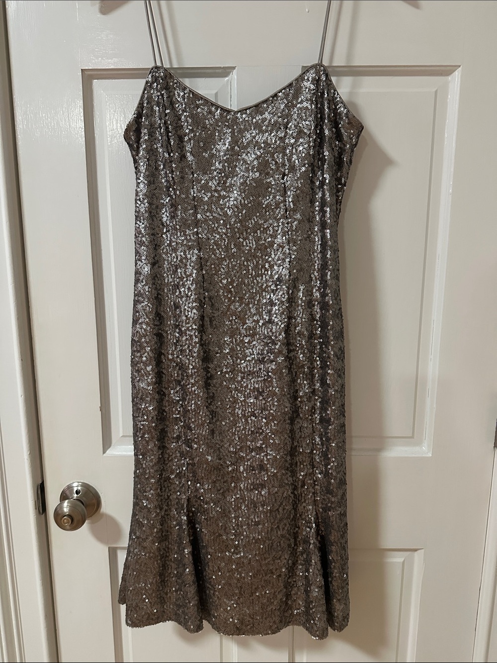 Banana Republic Silver Sequin Midi Slip Dress